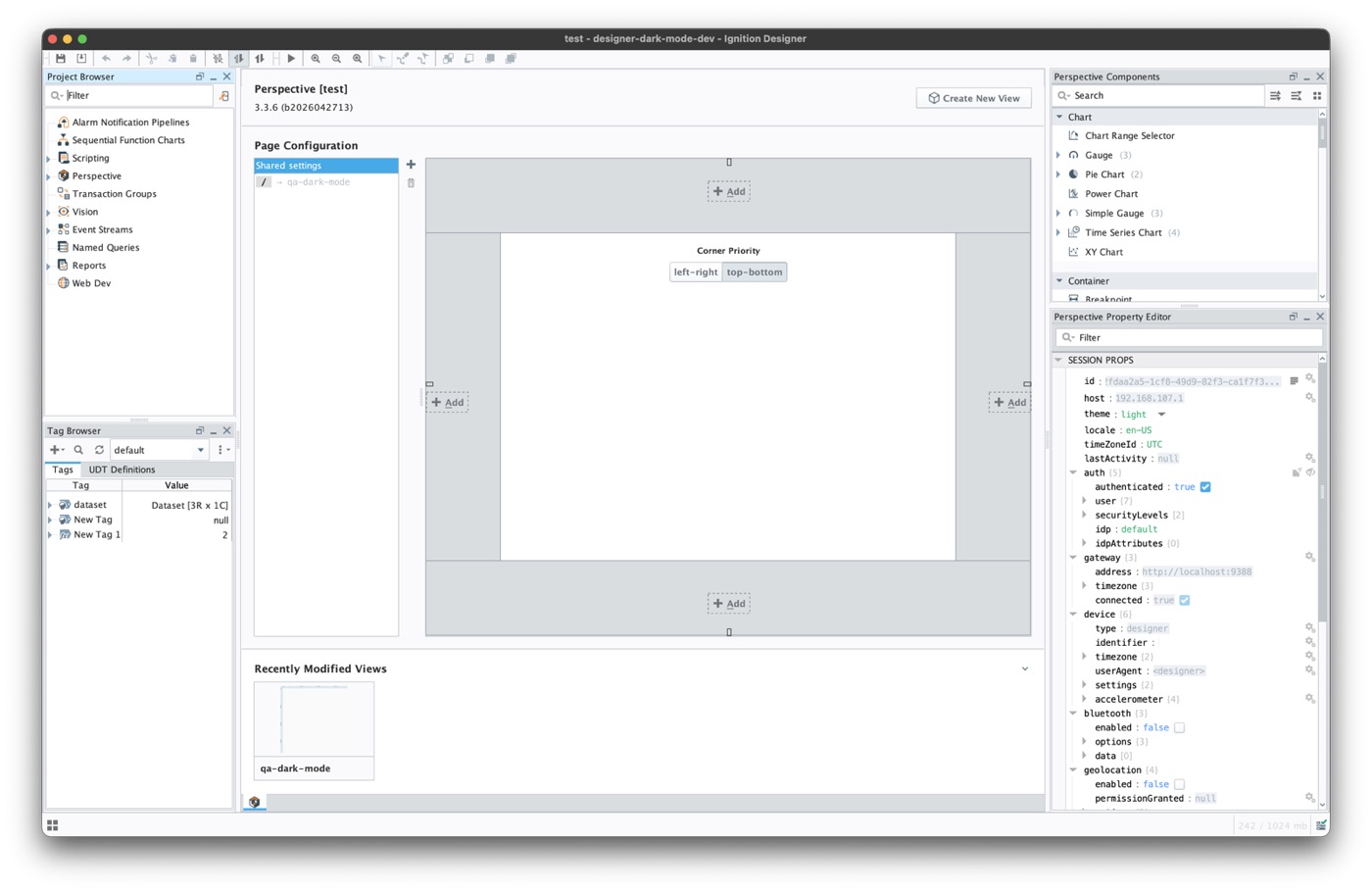 Ignition Designer with the stock light theme